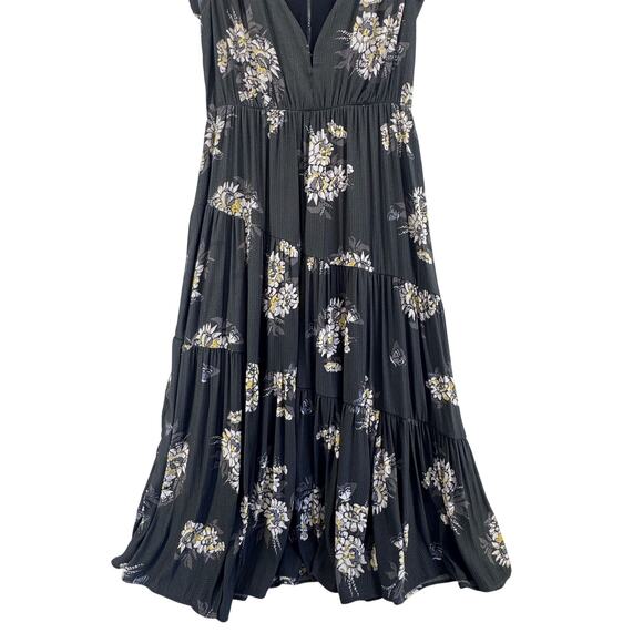 FREE PEOPLE Black All I Got Floral Tiered Flared Maxi Long Dress Size 12 0 - Picture 11 of 11